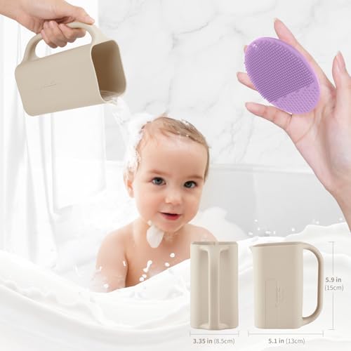 Image of Baby Bath Rinse Cup 100% Food Grade Silicone Wash Rinser Cup For Kids (Shifting Sand)