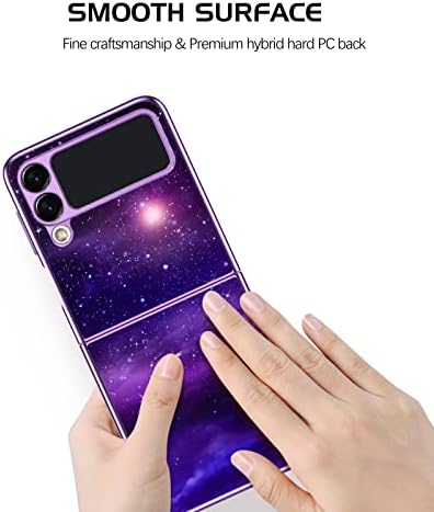 DOMAVER Samsung Z Flip 3 5G Case Slim Fit Glow in The Dark Hybrid Shockproof Hard PC Soft TPU Bumper Protective Girls Women Boy Men Cases Cover for Samsung Flip 3 5G 6.7 Inch Purple Nebula