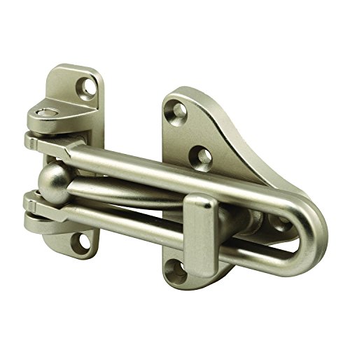 Prime-Line U 11316 Swing Bar Door Guard With High Security Auxiliary Lock, Satin Nickel Finish (Single Pack) by Defender Security - Used condition - US$10.40
