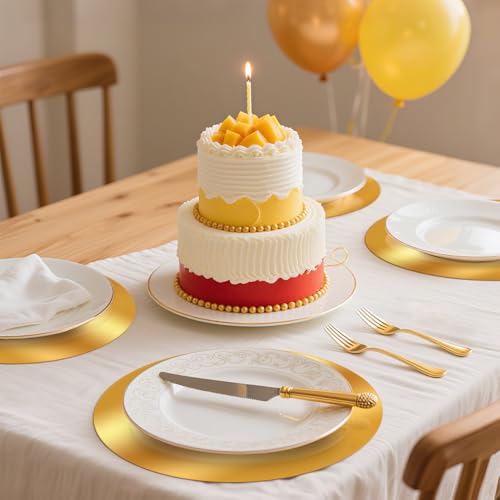 50 Pack Gold Round Paper Placemats 13 Inch, Disposable Table Decor by Etersky - Used condition - Image 8