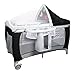 DREAMADE Culla Lettino Pieghevole per 0-36 Mesi, Carico 15kg, con Fasciatoio, Materasso, Zanzariera, Giocattoli Appesi, Custodia, Ruote con Freno,120x60x76 cm (Nero)