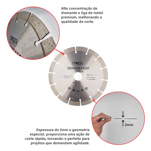 ELITE SUPERFLEX - Disco Diamantado 180X10mm Segmentado 7 Polegadas