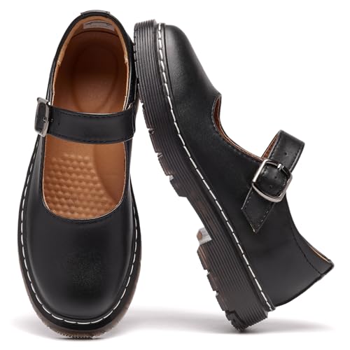 PGVVY Mary Jane Shoes Women, Memory Foam Oxford Dress Shoe Vegan Leather Buckle Strap Cute Dressy Flats for Work Office School Business Casual Cosplay Teacher Black Smooth, Size 10 by PGVVY - Used condition - Image 7
