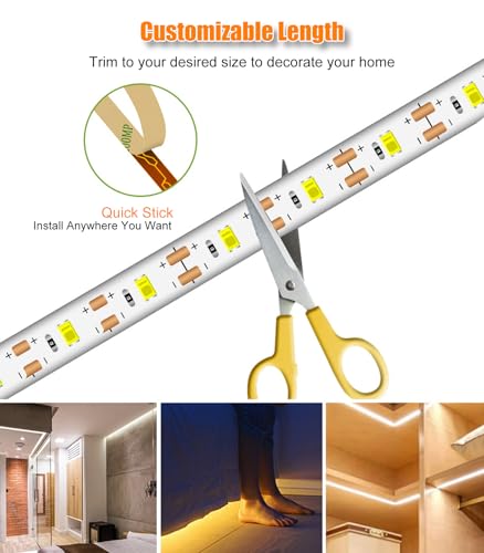 Image of COB LED Strip Light 5V USB Motion Sensor Strips, 3.28ft /1m 640LEDs 1200lm Dimmable LED Strip Light, Flexible Under Cabinet Tape Light for Bedroom, Home Lighting DIY Decor, 6000K Cold White