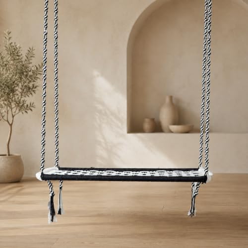 Image of JULJULIA Cotton 3 Seater Swing for Adults, Balcony Hanging Jhula for Home, Indoor Outdoor Relaxing Swing Chair, Heavy Duty 200 kg Capacity, Patio, Terrace, Garden