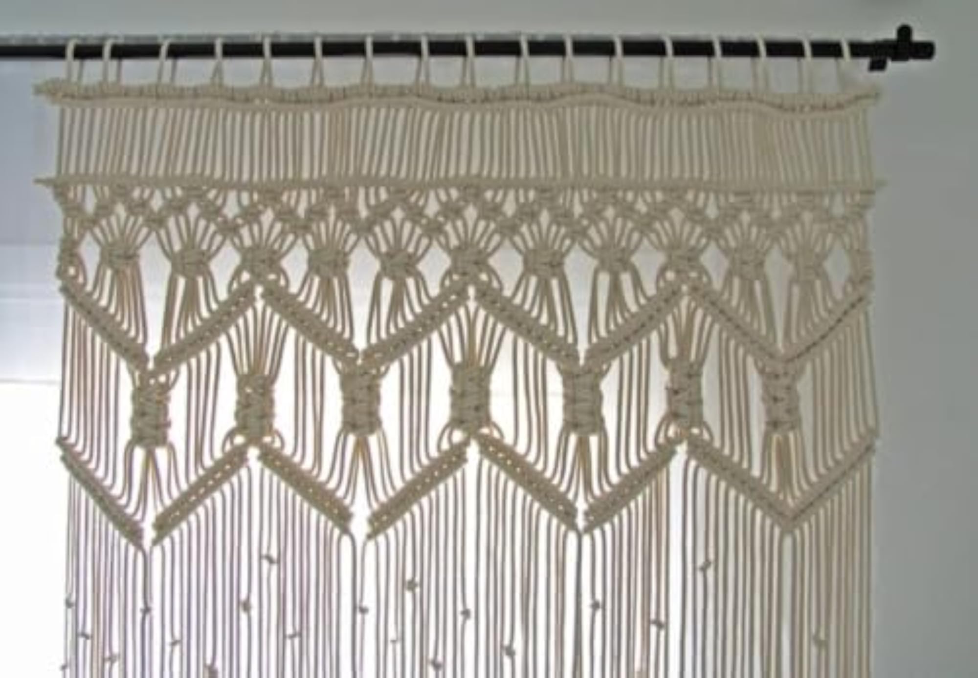 Handmade Cotton Macramé Door Curtain, Boho Window Curtain