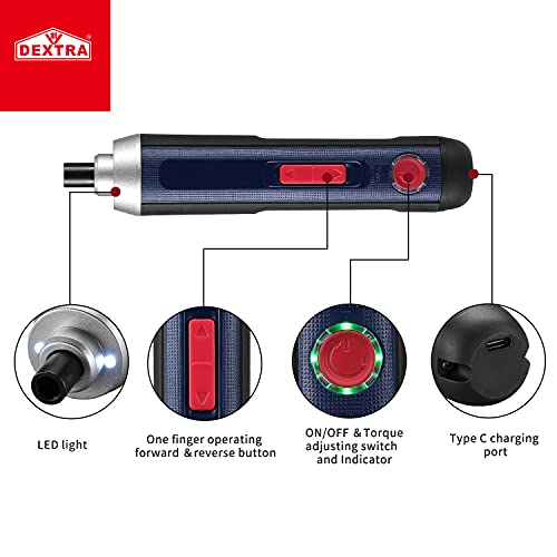 4V Cordless Electric Screwdriver With 4 Torques Small Portable Power Screwdriver Kit,2Ah Li-Ion Available For Usb Charging,With Led Work Light For The Repair Of Appliances, Furniture #TOP1