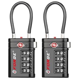 Forge Open Alert TSA Approved Luggage Locks, 4 Digit Combination TSA Travel Locks with TSA008, Zinc Alloy Body for Luggage, Suitcase, Backpack, and More. Black 2 Locks.