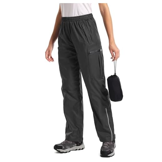 Jessie Kidden Women's Rain Trousers Waterproof Hiking Trousers Windproof Lightweight Over Pants Outdoor for Golf Fishing Cycling, Black, L