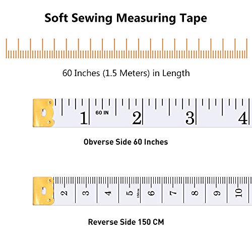 3 Pack Tape Measure Measuring Tape for Body Fabric Sewing Tailor Cloth Knitting Craft Measurements, Retractable Black Tape Measure and White Soft Tape Measure Set Dual Sided 60 Inches