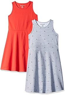 Amazon Essentials Girl's 2-Pack Tank Dress, Watermelon/Pink, Medium