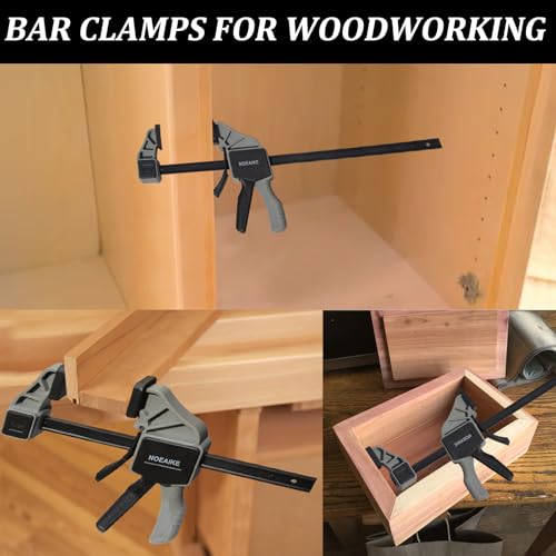 Image of 6-Pack Wood Clamps 4Pcs 12in & 2Pcs 6in for Woodworking | Ergonomic Grip,150Lbs Clamping Force,Bar Clamps One-Handed Quick Grip /Spreader Design,Furniture Assembly