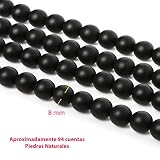 Only faith Okrągłe koraliki z kamieni do tworzenia bransoletek biżuteria biżuteria z otworem, nici kamienie szlachetne do naszyjników luźne paski (8 mm (94 sztuki), czarny agat (onyks mat))