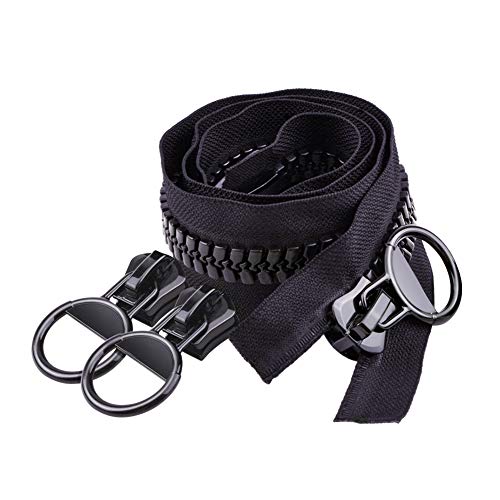 WANDIC 20# Cremalleras separadoras para Chaqueta, 1 Cremallera de plástico supergrande de 80cm, Doble Apertura y 2 Tiradores de Anillos Grandes, Cremalleras Resistentes para Manualidades, Costura