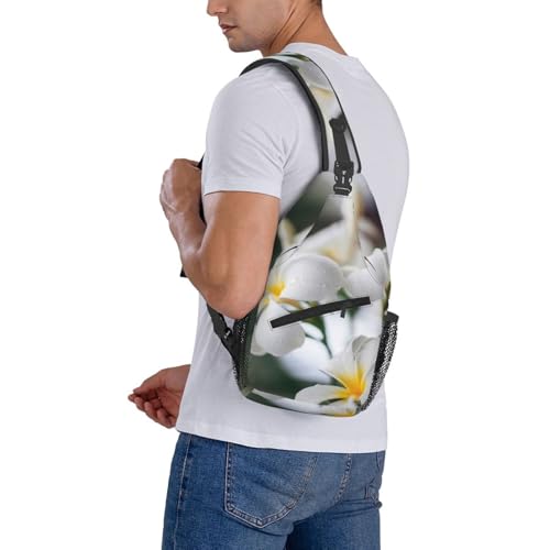 BYwenhopnbs Sac bandoulière homme, petit sac à dos de voyage avec de magnifiques fleurs de frangipanier blanc. – vue 9