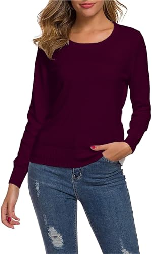 SANGTREE Women's Sweaters Crewneck Long Sleeve Soft Knit Pullover Jumper Tops Casual Fall Sweaters3