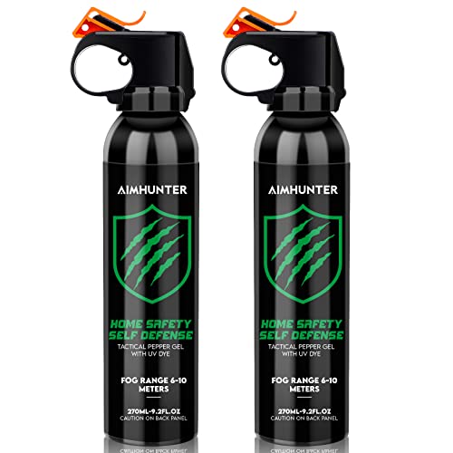 Aimhunter 2 Pack Home Self Defense Unit, Tactical Pepper Gel Maximum Strength 35-Foot Range 35 Bursts, Quick Release For Easy Access Pepper Spray Self Defense #TOP7