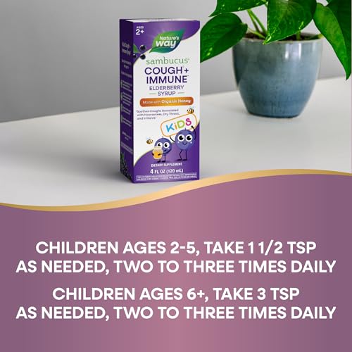 Nature's Way Sambucus Cough(1) + Immune* Elderberry Syrup for Kids, 4 Fl oz - image 6