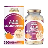 Pro-Ven Multivitamin Chewable Tablets for Men & Women - 60 Orange Flavoured A-Z Multivitamins - 100% NRV - 13 Essential Vitamins inc D, C, A + B for Energy, Immune & Bone Health Daily