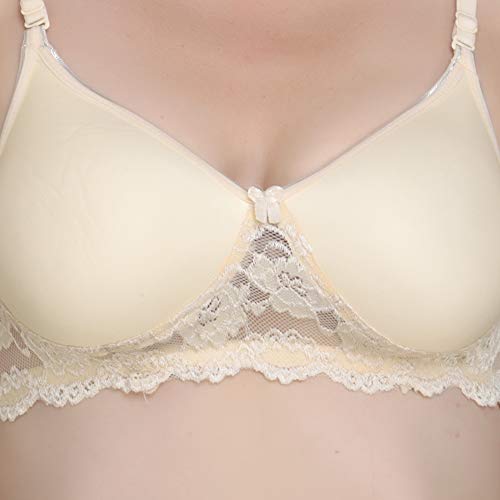 Image of Women Padded Bra - Made of Pure Cotton Full Coverage Non Wired Seamless Pushup Soft Cup for T-Shirt Saree Dress Sports Garment for Daily Use Everyday