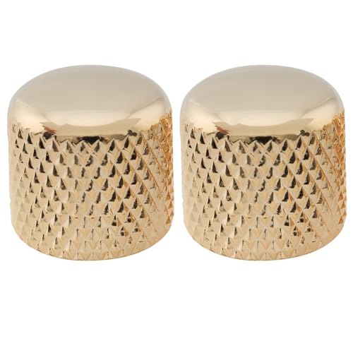 Musiclily Pro Inch Stahl Gitarre Knöpfe Potiknöpfe Push-on T-Style Dome Knobs 18mm für USA Tele E-Gitarre oder Precision Bass, Gold (2 Stück)