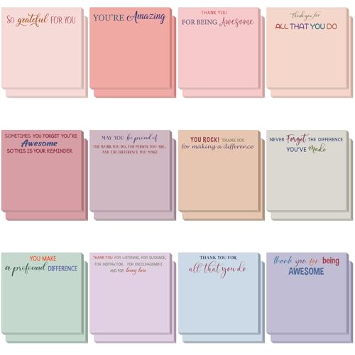 Yinder 24 Pcs Inspirational Sticky Notes Gifts, Appreciation, Artistic