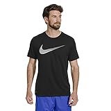 Nike Men's Dry Training Tee Large Swoosh, Black/White
