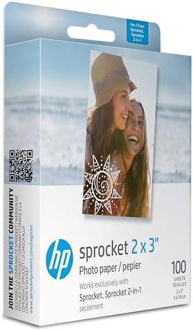 HP Sprocket Carta fotografica adesiva ZINK Premium 5x7.6 cm (100 fogli) Compatibile con le stampanti fotografiche HP Sprocket