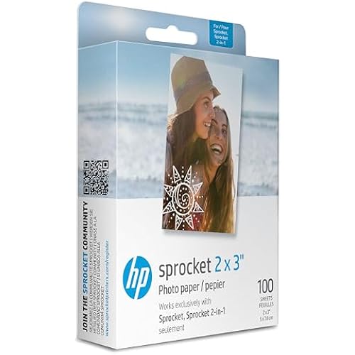 HP Sprocket 2x3" Premium Zink Sticky Back Photo Paper (100 Sheets) Compatible with HP Sprocket Photo Printers.