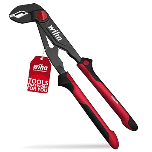 Wiha Wasserpumpenzange Industrial mit Druckknopf 250 mm I Rohrzange I Wasserrohrzange I schnelle variable Einstellung (34518)