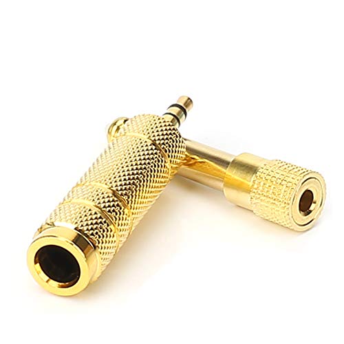 SiYear 3.5mm 1/8 inch TRS Plug to 6.35mm 1/4 inch Jack and 3.5mm Female to 6.35 Male Plug Gold Plated Set Audio Stereo Adapter Converter for Headphone, Microphone (4 -Pack) - Thumbnail 3