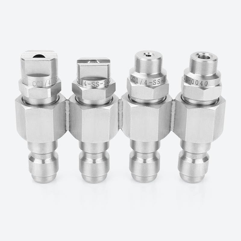 Stainless Steel 4-Spray Pressure Washer Nozzle, Quick Connect Nozzle Set for 2–4 GPM Pressure Washers, 0° 15° 25° 40°