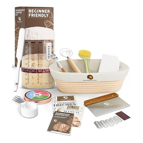 Superbaking Sourdough Starter Jar Kit + Oval Banneton Set Cover