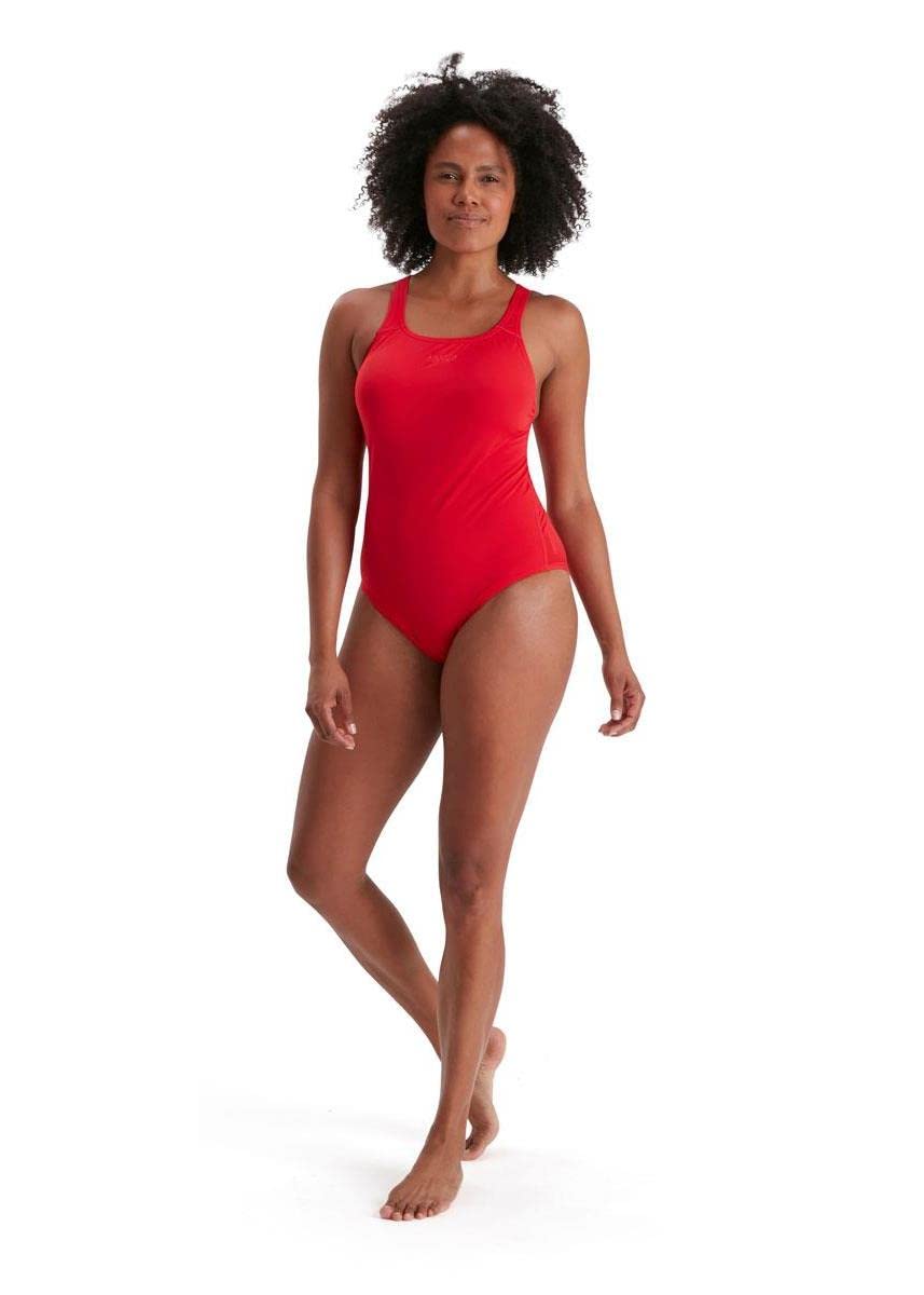 Speedo Women's Eco Endurance+ Medalist | Athletic Fit | Clasic Design| Recycled Fabric | Chlorine Resistant | Extra Flexibility, Fed Red, 2828
