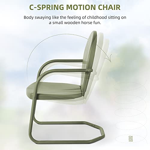 Purple Leaf Outdoor Metal Patio Chairs Bistro Set Of 2 Spring Chairs With Dining Table Set Weather Resistant Retro Patio Furniture, Green #TOP1