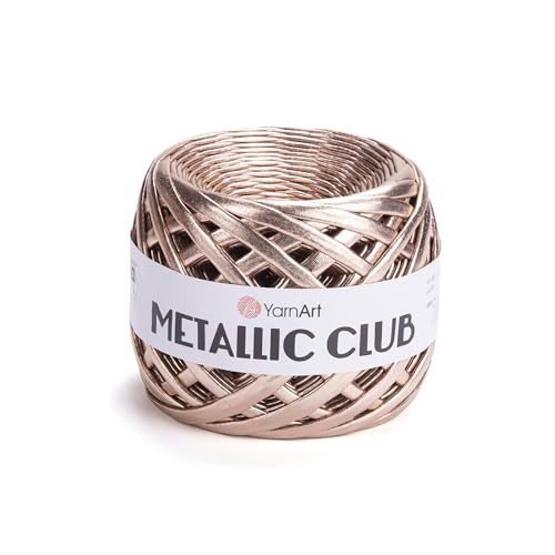 Image of YarnArt Metallic Club Super Bulky T-Shirt Yarn - 100% Polyester, 6.35 oz / 180 gr, 60 yrds / 55 Meters - Shiny Colors for Handbags, Rugs, Chic Night Bah, Crochet Bags (8125)