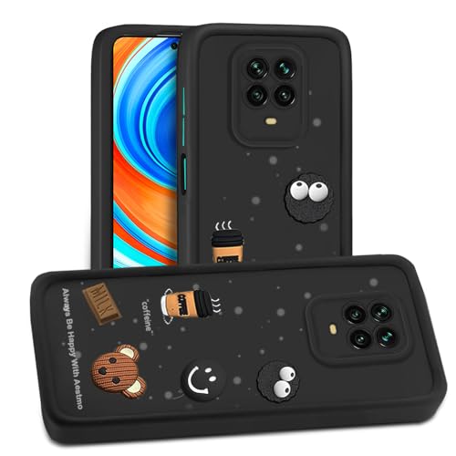 Image of AESTMO Back Case Cover for Mi Redmi Note 10 Lite /Note 9 Pro /Pro Max /Poco M2 Pro | Cute Fun Cartoon 3D Ball | Coffee Silicone Case | Full Body Protection | Camera Protection Back Cover (Black)