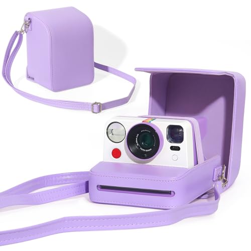 Funda para cámara Polaroid Now en cuero vintage morado