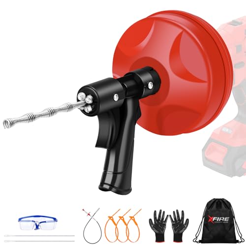 Serpiente de drenaje 2.0 de 35 pies con modo doble, taladro de drenaje 10 en 1 para fregadero y desbloqueo de drenaje, serpiente de fontanería para DYI reales (rojo esmerilado)