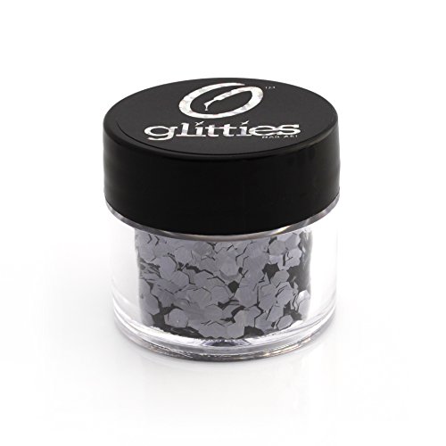 GLITTIES - Gunmetal - (.094") - Grey Hexagon Glitter - Solvent Resistant Nail Glitter for Gel, Acrylic, Nail Polish, Nail Art Supplies - Made in The USA - (10 Grams)