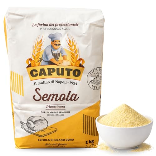 Semola Caputo Di Grano Duro, Semola Rimacinata, de trigo duro, harina ideal para pasta fresca y pan de trigo duro, Harina Italiana, Contiene 1 unidad de 1 Kg
