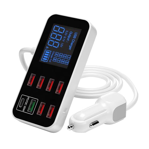 Lifepower 車載充電器 USBアダプタ USB増設 8ポート 2.4A 急速充電 シガーソケットチャージャー 電圧電流表示 過電流保護 カーチャージャー コンパクト