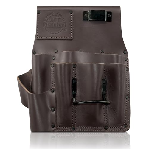 Graintex Drywall Pouch Brown Color Heavy Duty Top Grain Leather Steel Hammer Holder Drywall Tool Belt Framers Tool Pouch Construction Carpenter Electricians - OS2353