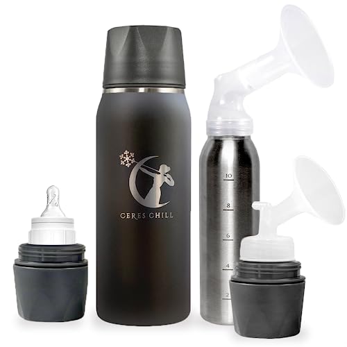 Image of Breastmilk Chiller Reusable Storage Container by CERES CHILL | Cooler - Keeps Milk at Safe temperatures for 20+ Hours | Bottle Connects w/Most Major Pumps (1 Chiller, 0 Dark 30)