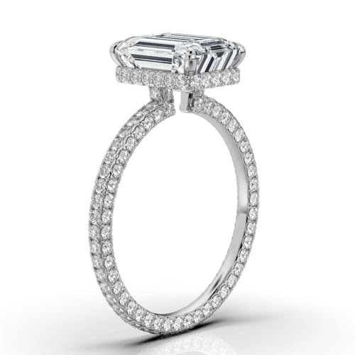 1 Ct-5 Ct Moissanite Engagement Ring, 10K/14K/18K Solid Gold & 925 Sterling Silver, Wedding Bridal Ring Set, Hidden Halo Antique Anniversary for Her2