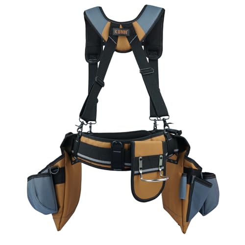 KUNN Carpenter Tool Belt with Suspenders Pro Framer Suspension Tool Rig for Construction Contractors and Electrician,Khaki by KUNN - Image 7
