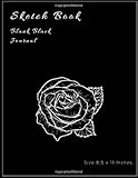 Sketch Book Blank Black Journal: Unlined Paper Notebook And Sketchbook black page for Kids and Adults Drawing, Painting, Sketching, Writing and ... gel pens, Flower Rose Cover ( Series 12 )