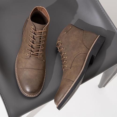 Vostey Mens Dress Boots Cap Toe Chukka Boots 8032A Brown Nubuck 12 angle 6