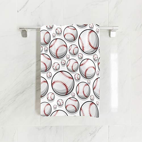 Naanle Baseball Pattern Softball Ball Sport Design Graphic Decoration Print Soft Bath Towel Absorbent Hand Towels Multipurpose For Bathroom Hotel Gym And Spa 30"X15" #TOP1
