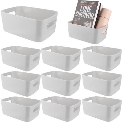 Oungy 10 Stück Aufbewahrungskorb Plastik Grau Ordnungsboxen mit...